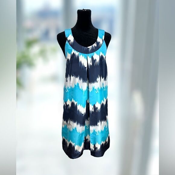 NWT CLUB MONACO 100% Silk Retro Shift Midi Dress Size 8 - Picture 2 of 13